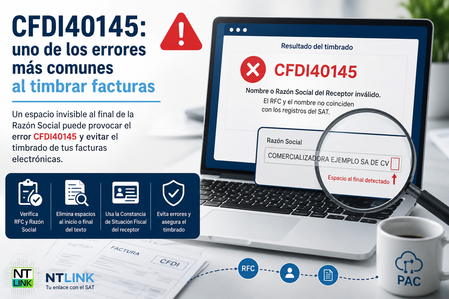 CFDI40145: uno de los errores más comunes al timbrar facturas